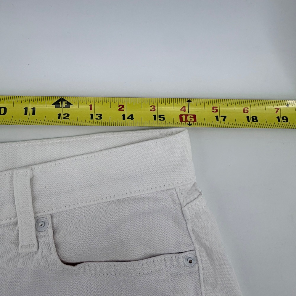 7 For All Mankind Denim Shorts Womens 29 White Mid Roll Cuffed Summer Casual - Picture 7 of 10